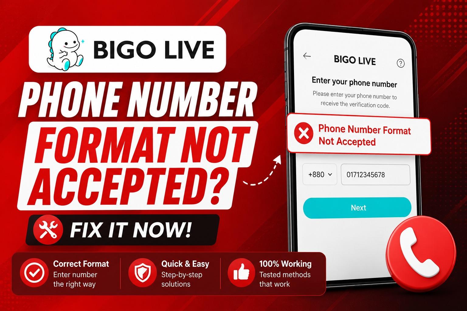 BIGO LIVE Phone Number Format Not Accepted Fix