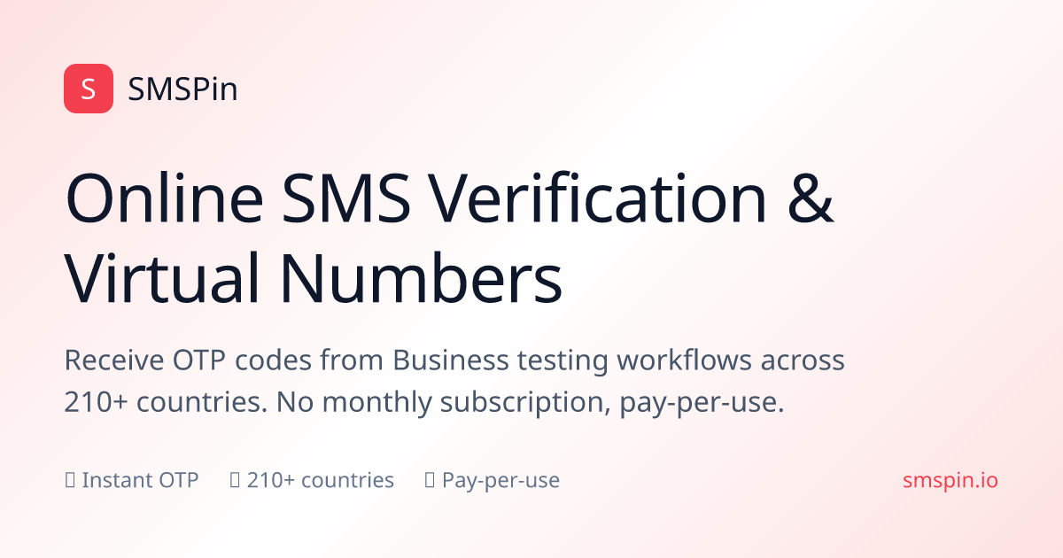 SMSPin — Online SMS Verification Service | Virtual Numbers